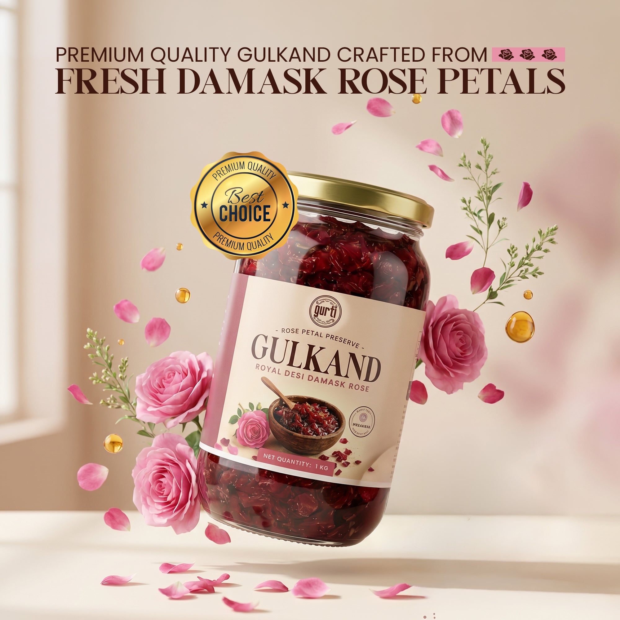 Organic Damask Rose Gulkand (Mishri) 500gm